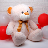 White Teddy Bear with Yellow Bow Soft Toy