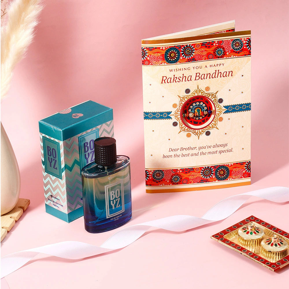 Raksha Bandhan Greeting Card with Archies Boyz Perfume