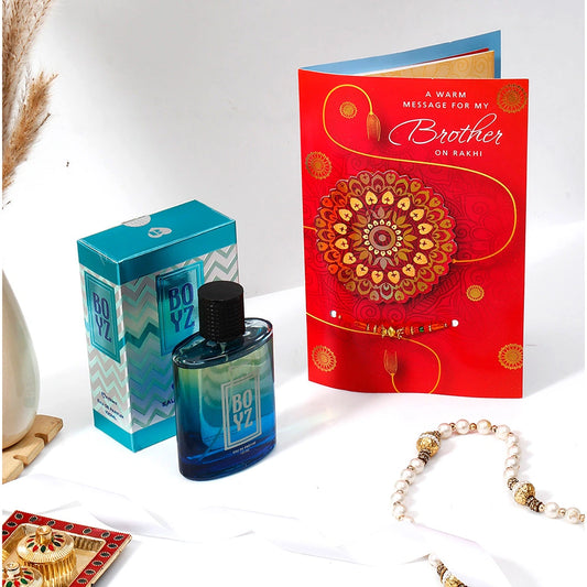 Personalised Rakhi Greeting Card with Archies Boyz Perfume