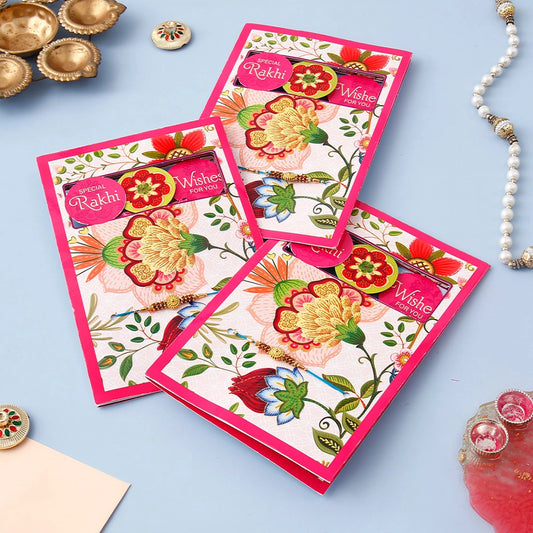 Pack Of 3 Beautiful Rakhi Greeting Card With Envelope