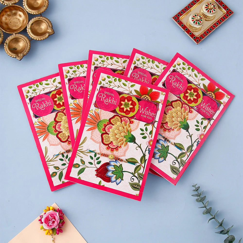 Pack Of 6 Beautiful Rakhi Greeting Card With Envelope
