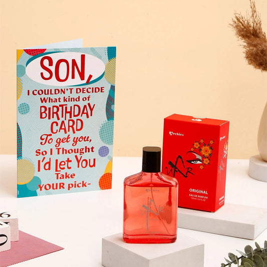 Happy Birthday Son Greeting Card and UXR Perfume