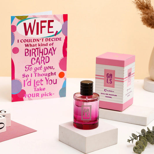 Happy Birthday Wife Greeting Card and Perfume