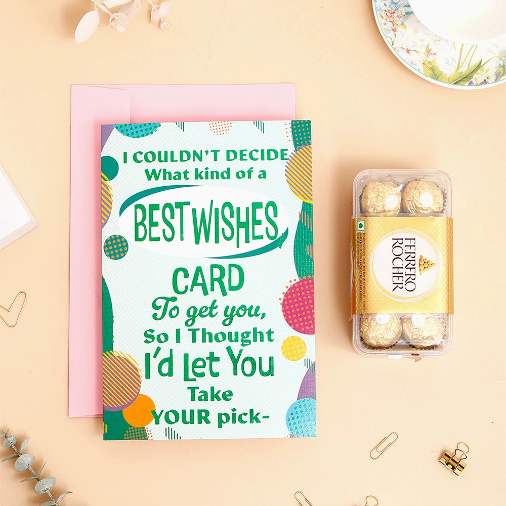 Best Wishes Greeting Card and Ferrero Rocher 200 GM