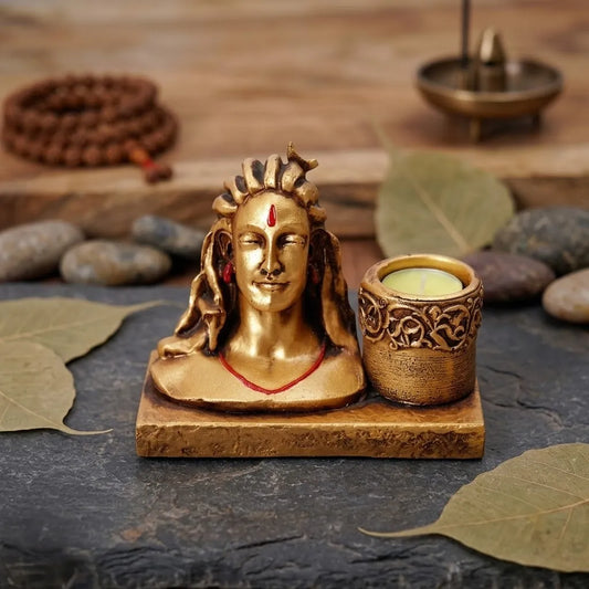 Candle Stand with Adi Yogi Shiv