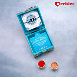 Teal Rakhi Trunk Box with Dry Fruits