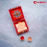 Red Rakhi Trunk Box with Dry Fruits