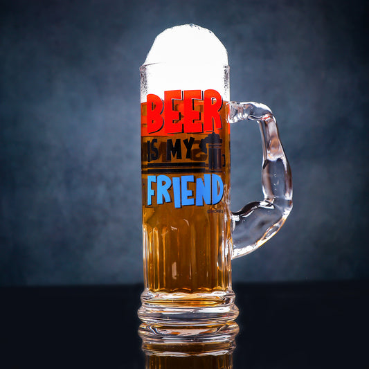 Beer is My Friend Premium Glass Beer Mug