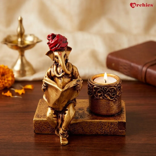 Ceramic Ganesha Idol with Candle Stand