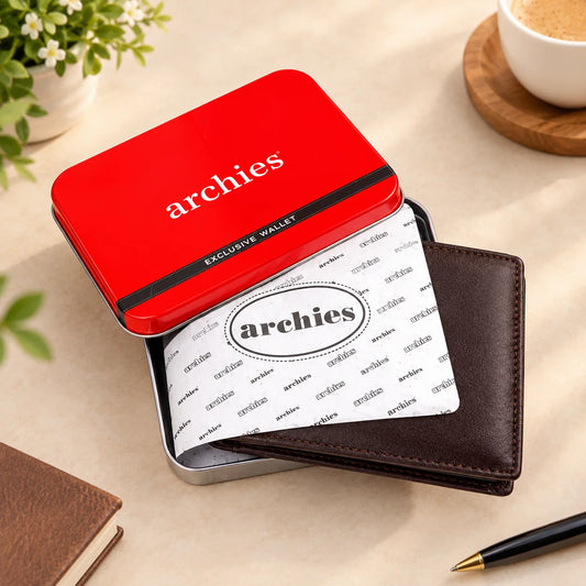 Archies Tin Box Crocodile Skin Design Brown Gents Wallet