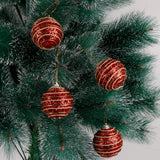 Golden Spiral Red Glittery Christmas Hanging Ornaments