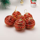 Golden Spiral Red Glittery Christmas Hanging Ornaments