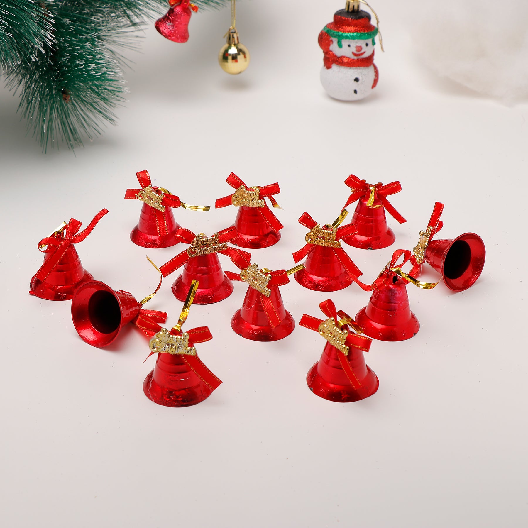 Metallic Red Christmas Bells Hanging Ornaments