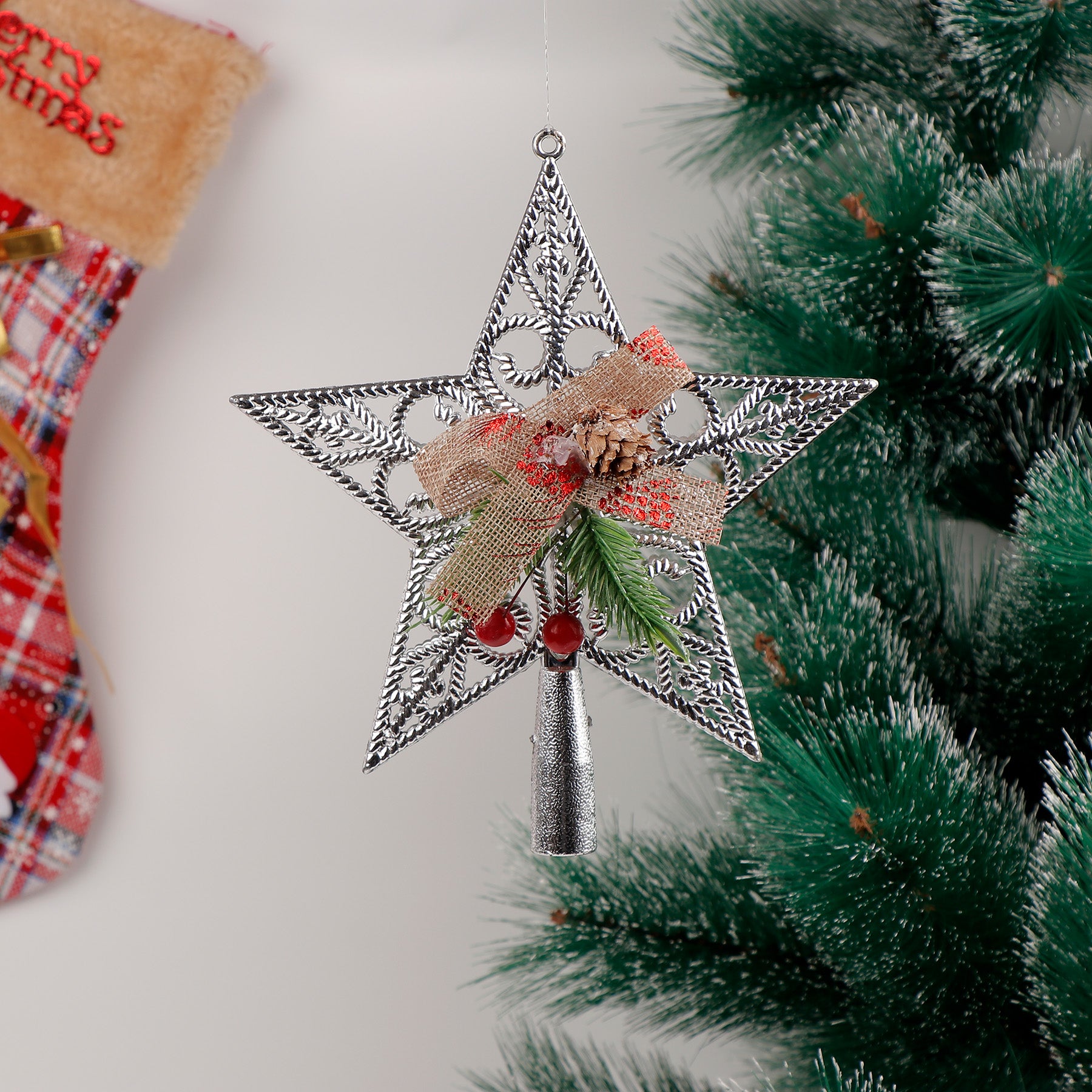 Silver Star Christmas Tree Decor