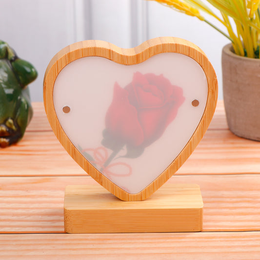 Wooden Heart Light Up Photo Frame