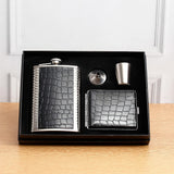 Classy Stainless Steel Hip Flask With IKYK Tuscan Leather