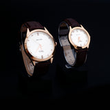 Brown Leather Strap Couple Wrist Watch