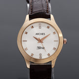 Brown Leather Strap Couple Wrist Watch