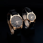 Classic Black Strap Couple Wrist Watch