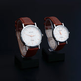 Classic Brown Strap Couple Wrist Watch