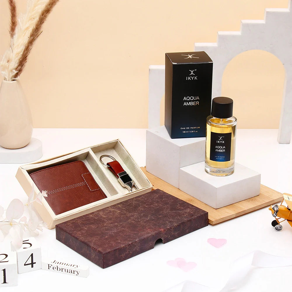 IKYK Aqua Amber Perfume With Wallet Gift Set