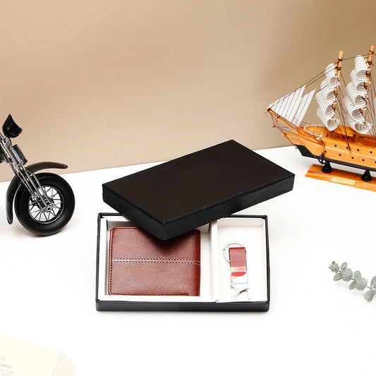 Rusty Brown Wallet With Keychain Gift Set