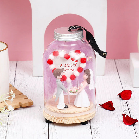 I Love You Bridal Proposal Figurine in Glass Jar