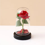 Archies Single Red Rose Glass Dome with Black Base