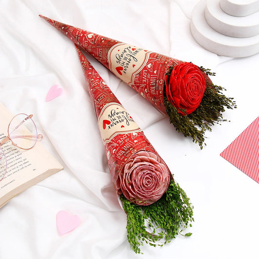 Pink and Red Glitter Artificial Rose Bouquet