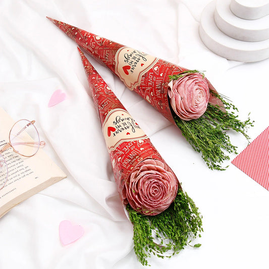 Pack Of 2 Pink Glitter Artificial Rose Bouquet