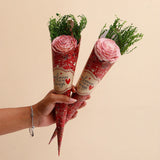 Pack Of 2 Pink Glitter Artificial Rose Bouquet