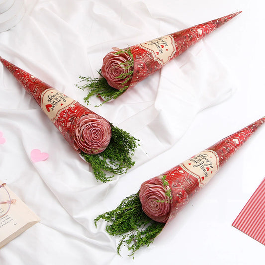 Pack Of 3 Pink Glitter Artificial Rose Bouquet