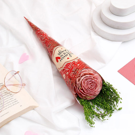 Pink Glitter Artificial Rose Bouquet