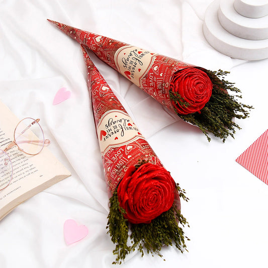 Pack Of 2 Red Glitter Artificial Rose Bouquet