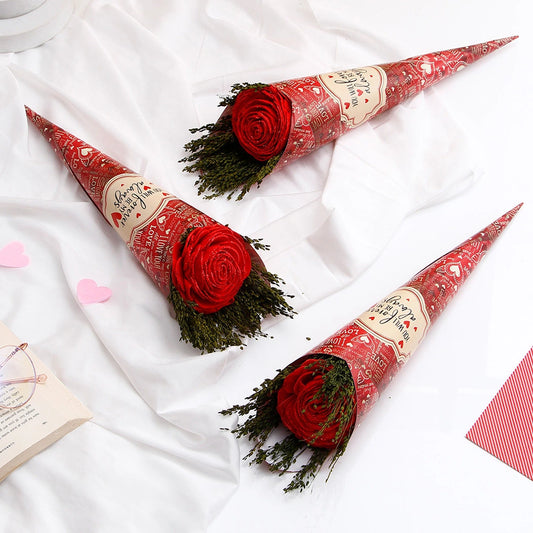 Pack Of 3 Red Glitter Artificial Rose Bouquet