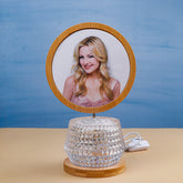 Aesthetic Circular LED Wooden Glass Frame