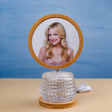 Aesthetic Circular LED Wooden Glass Frame