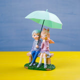 Romance under Umbrella Couple Showpiece