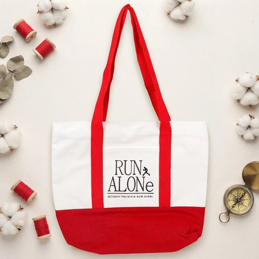 Run Alone Red Quoted Tote Bag