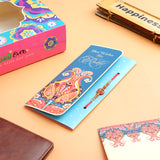Blue Rakhi Mailer with Wallet and Hanging Hamper