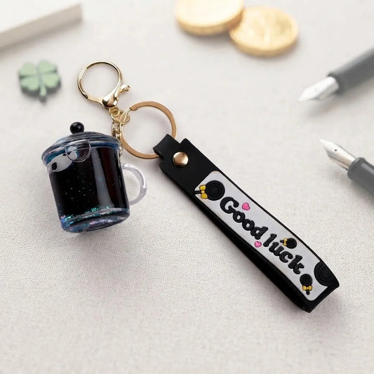 Panda in a Jar Liquid Glitter Keychain