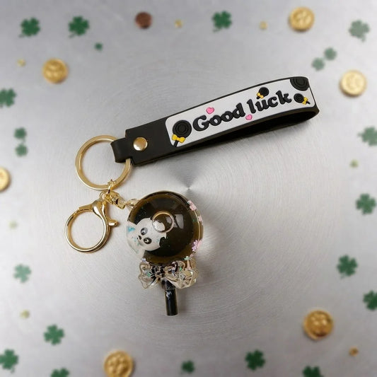 Panda Lightstick Liquid Glitter Keychain