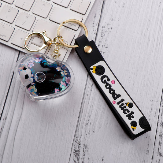 Sweetheart Panda Liquid Glitter Keychain