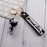 Panda in Bunny Liquid Glitter Keychain