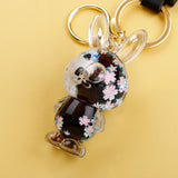 Panda in Bunny Liquid Glitter Keychain