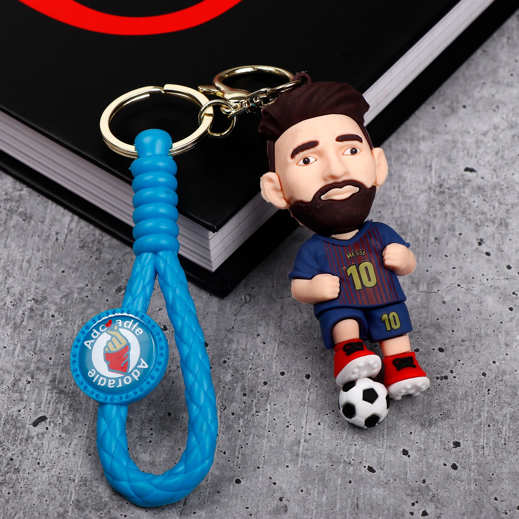 Football Messi Character Keychain Navy Blue
