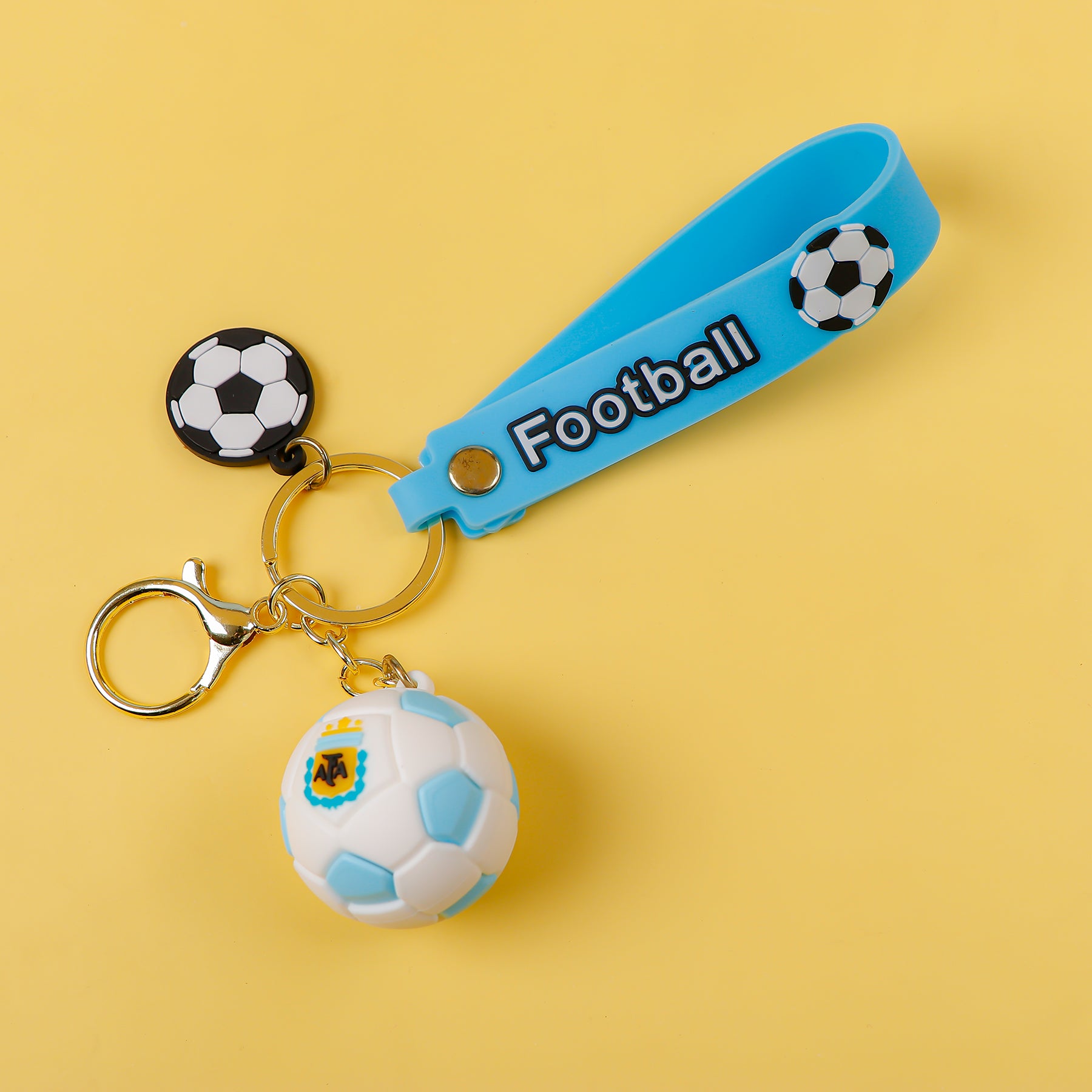 Football Sky Blue Ball Keychain