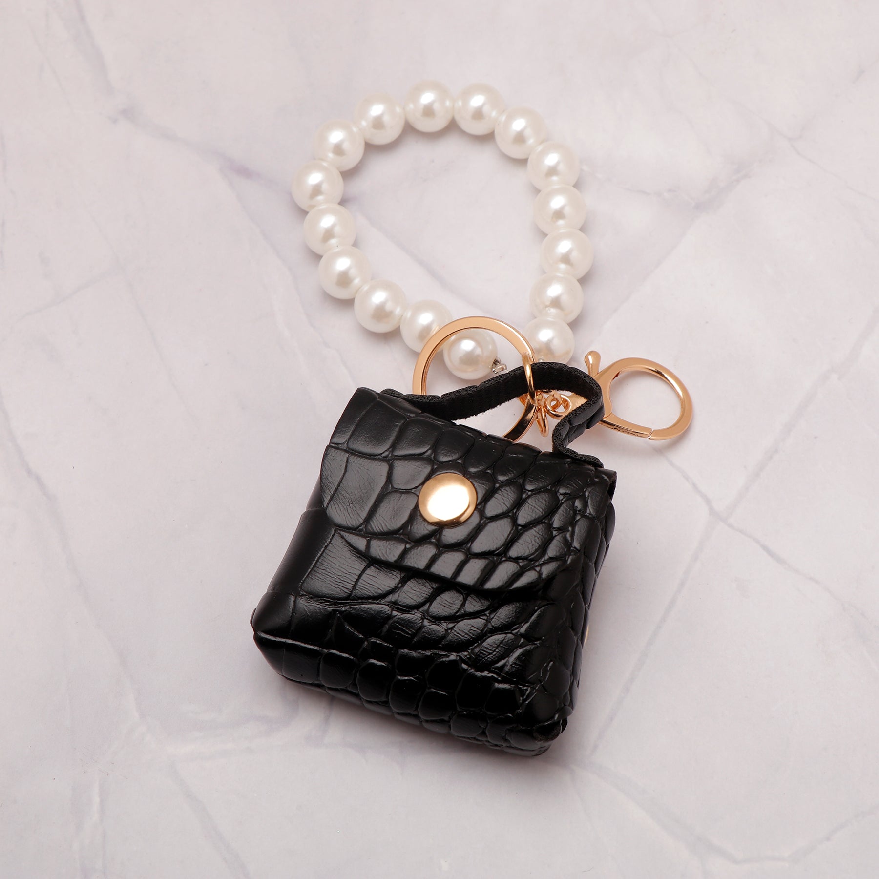 Pearl Loop Mini Bag Keychain Black