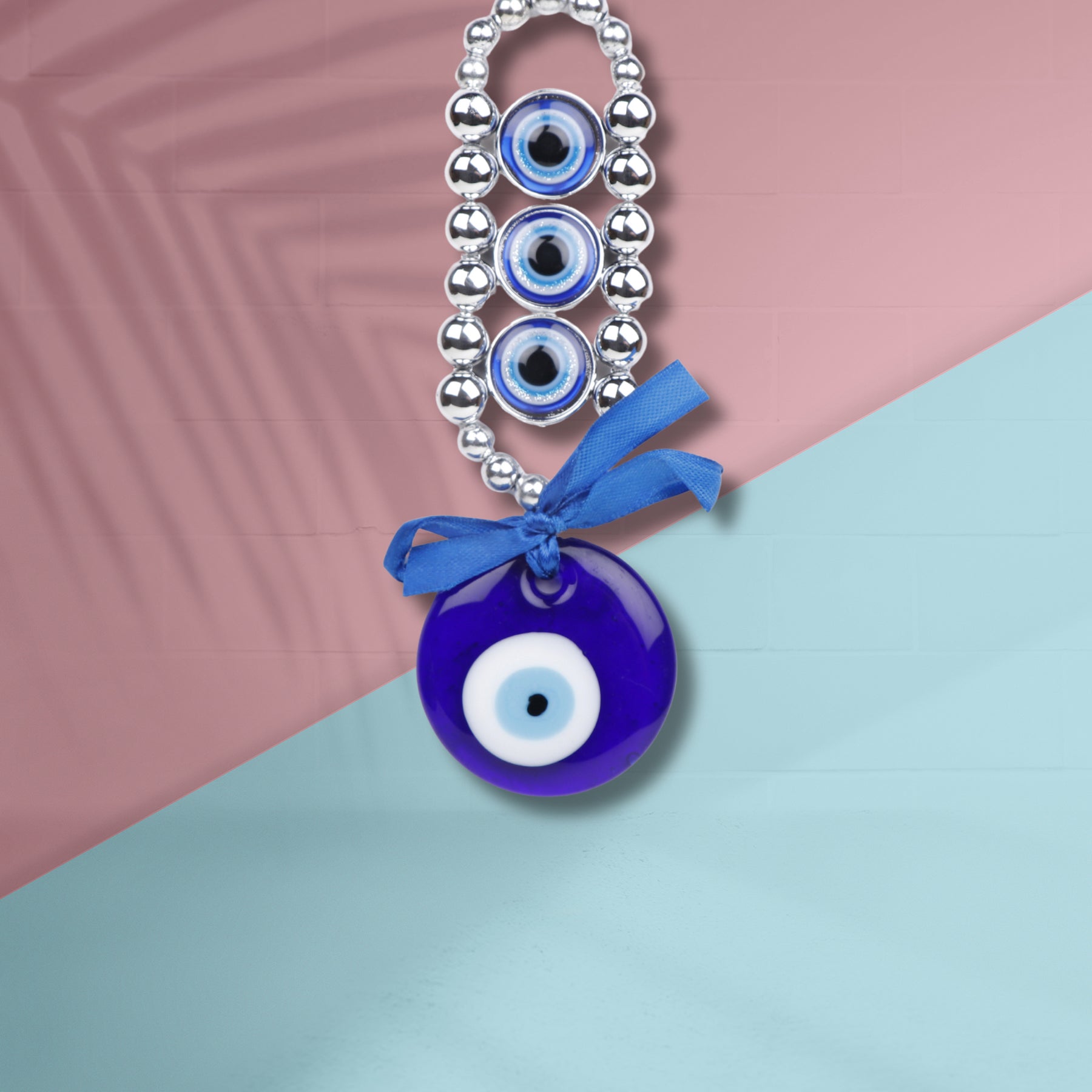 Silver Beaded Evil Eye Hanging