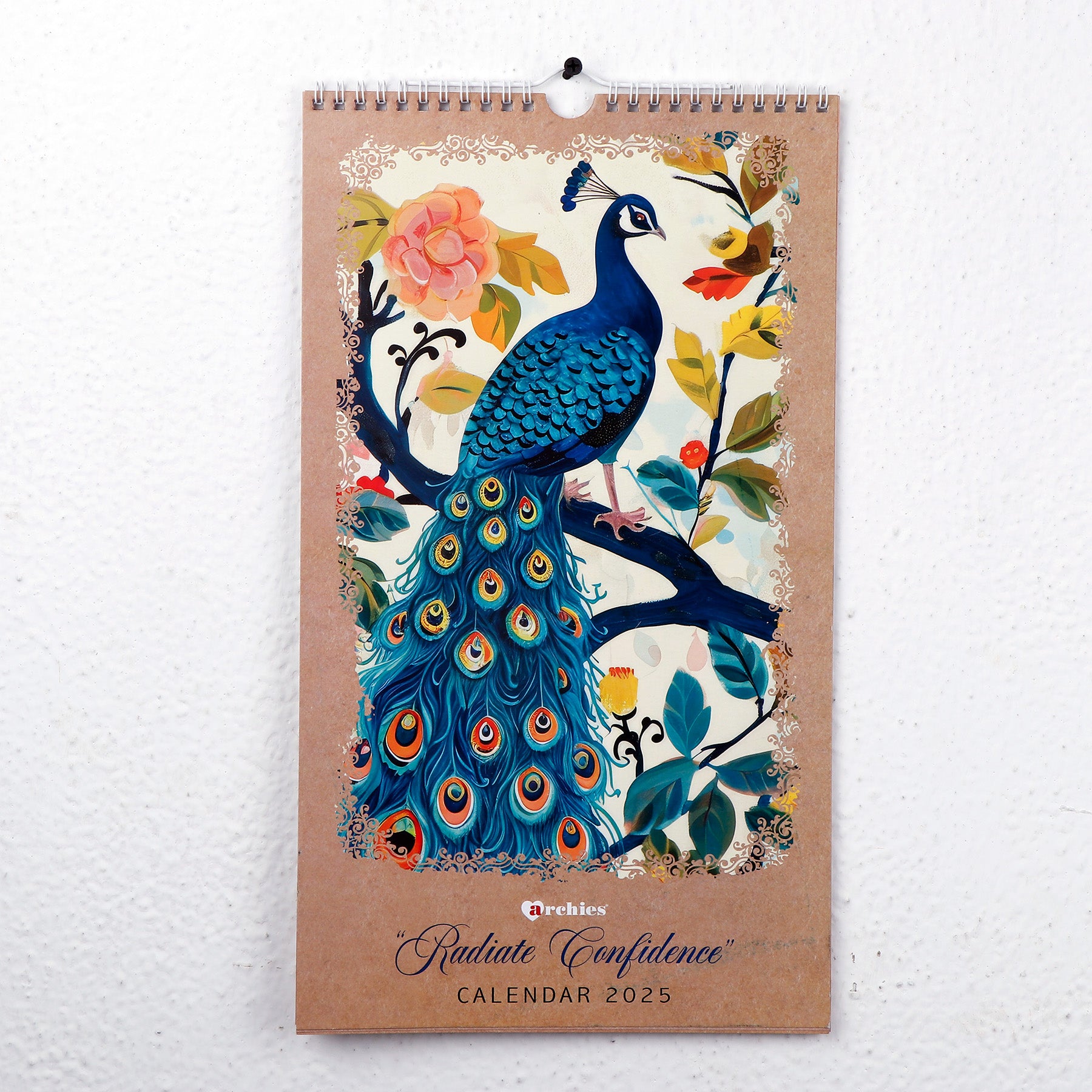 Peacock Hanging 2025 Calendar Spiral with envelopes